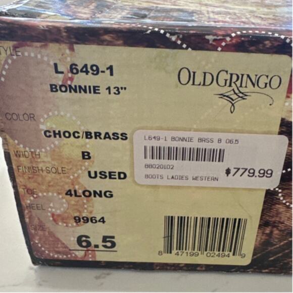 Old Gringo Women's Bonnie Embroidered Floral Choc/Brass Cowboy Boot,NIB,Size 6.5 - Picture 3 of 9